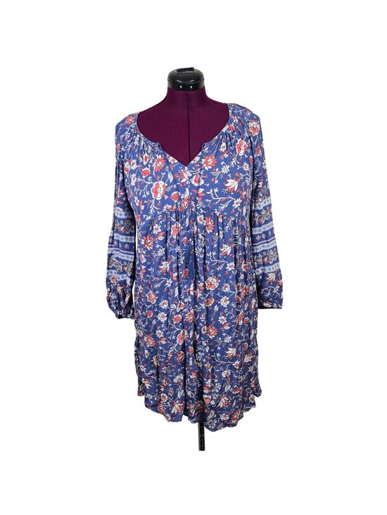Old Navy Dresses & Skirts - Women's Old Navy Blue Floral Knee Length 3/4 Sleeve Boho Dress | Size Medium